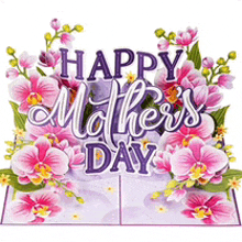 a card that says happy mother 's day with pink flowers