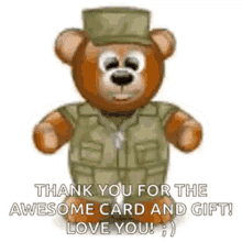 Army Bear Thank You GIF - Army Bear Thank You Awesome Gift GIFs