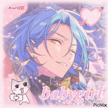 a picture of a boy with blue hair says babygirl