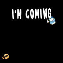 a penguin holding a stuffed penguin with the words i 'm coming
