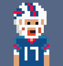 a pixel art illustration of a football player with the number 18 on his jersey