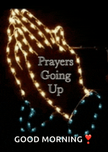 a picture of praying hands with prayers going up written on it