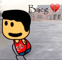 a cartoon character wearing a red shirt with 33 on it