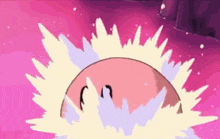 a cartoon drawing of a pink and yellow object