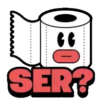 a roll of toilet paper with a face and the word ser written below it