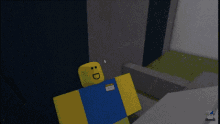a yellow roblox character with a name tag that says ' a.j. ' on it