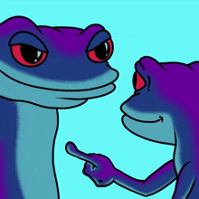 a cartoon of two frogs talking to each other