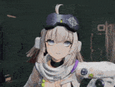 a girl in a video game with the number 01 on the wall