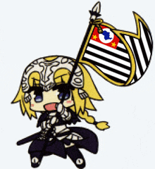 a cartoon of a girl holding a flag that says do