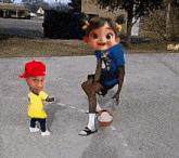 a boy and a girl playing basketball on a court