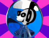 a blue ball with a dalmatian on it with a pink and purple background