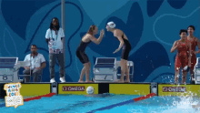 Relay Swimming Olympic Swimming GIF - Relay Swimming Olympic Swimming Hug GIFs