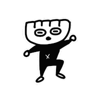 a black and white drawing of a person with a x on their chest