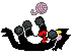 a pixel art drawing of a dragon with a ball of yarn coming out of its head .