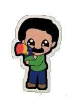 a cartoon of a man with a mustache holding a colorful parrot