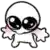 a cartoon drawing of a ghost with big eyes and a star on its chest .