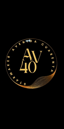 a black background with a gold circle that says av 40 on it