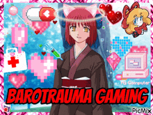 a picture of a girl with cat ears and the words barotrauma gaming on the bottom