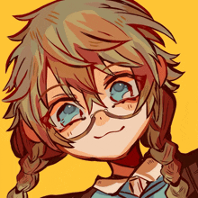 a drawing of a girl with glasses and braids