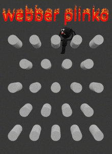 a poster that says webber blinko with white cylinders on a black background