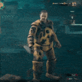 a video game character is holding a large knife in his hands