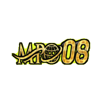 a logo that says mr08 on it with a globe in the middle