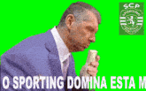 a man in a suit is holding a stack of money in front of a green background that says scp