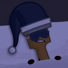 a cartoon drawing of a paddle wearing a sleep cap