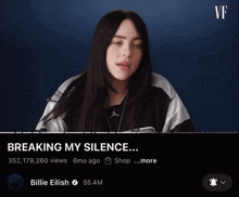 a screenshot of billie eilish breaking her silence