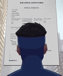 a man is looking at a job application form from lawdistrict