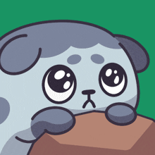 a cartoon drawing of a dog with big eyes