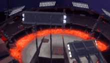 a stadium with a circle of lava in the middle of it