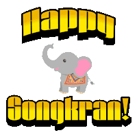 a happy songkran greeting card with an elephant