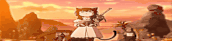 a girl with a cat 's tail is holding a gun .
