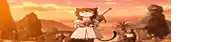 a girl with a cat 's tail is holding a gun .