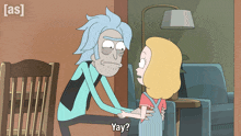 a cartoon of rick and morty talking to each other