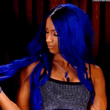 Sasha Banks Blue Hair GIF