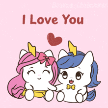 two unicorns sitting next to each other with the words " i love you " on the bottom