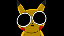 a cartoon of a pikachu wearing glasses and a blue haired character