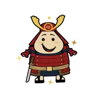 a cartoon drawing of a samurai with a sword and a hat that says yoshino sushi
