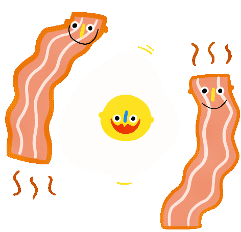 Ontbijt Ei Sticker - Ontbijt Ei Bacon Stickers