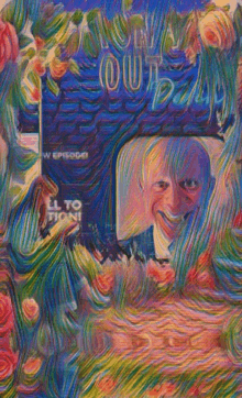 a colorful painting of a man with the words ' ll to tion ' on it
