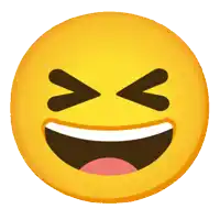 a yellow smiley face with its eyes closed and mouth wide open