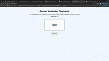 a screenshot of a german vocabulary flashcard with the word apple on it