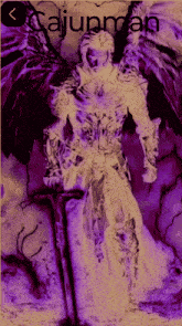 a painting of a man with wings and the word cajunman below him
