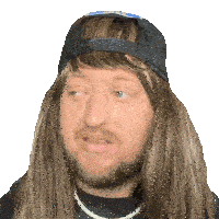 a man with long hair and a beard is wearing a hat that says ' nfl ' on it