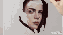 a painting of a woman 's face is being made by animatica