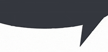 a black speech bubble on a white background