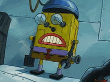 a cartoon character with a helmet and light bulbs on its head