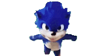 a baby sonic the hedgehog is standing with his arms outstretched and smiling .